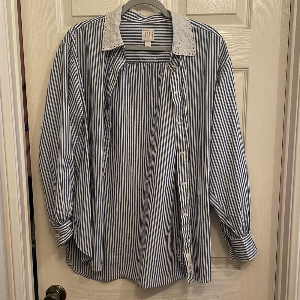 Gap × DÔEN Eyelet Blue stripe Shirt